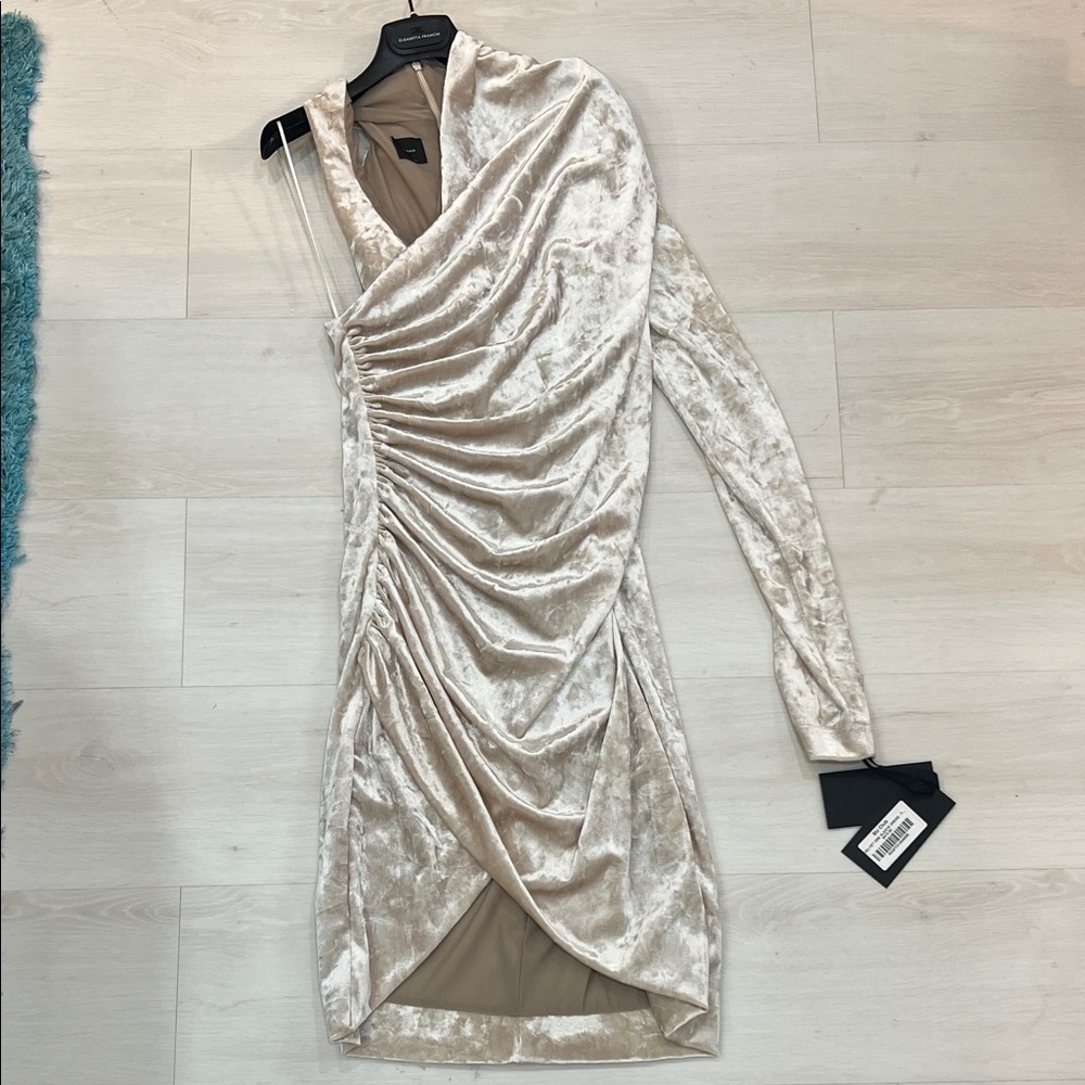 Pinko Cream Velvet Long Sleeve Dress
